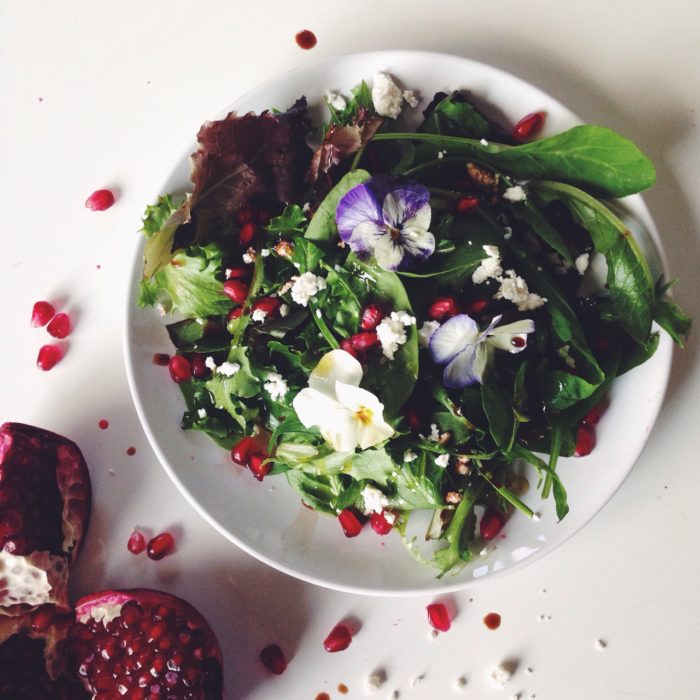 SIMPLEST WINTER SALAD WITH POMEGRANATE, FETA & BALSAMIC.