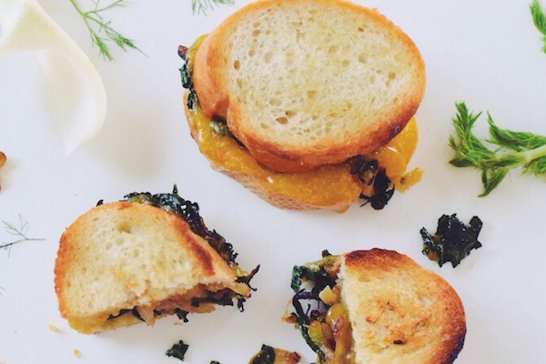CARAMELIZED FENNEL, ONION & KALE GRILLED CHEESE.