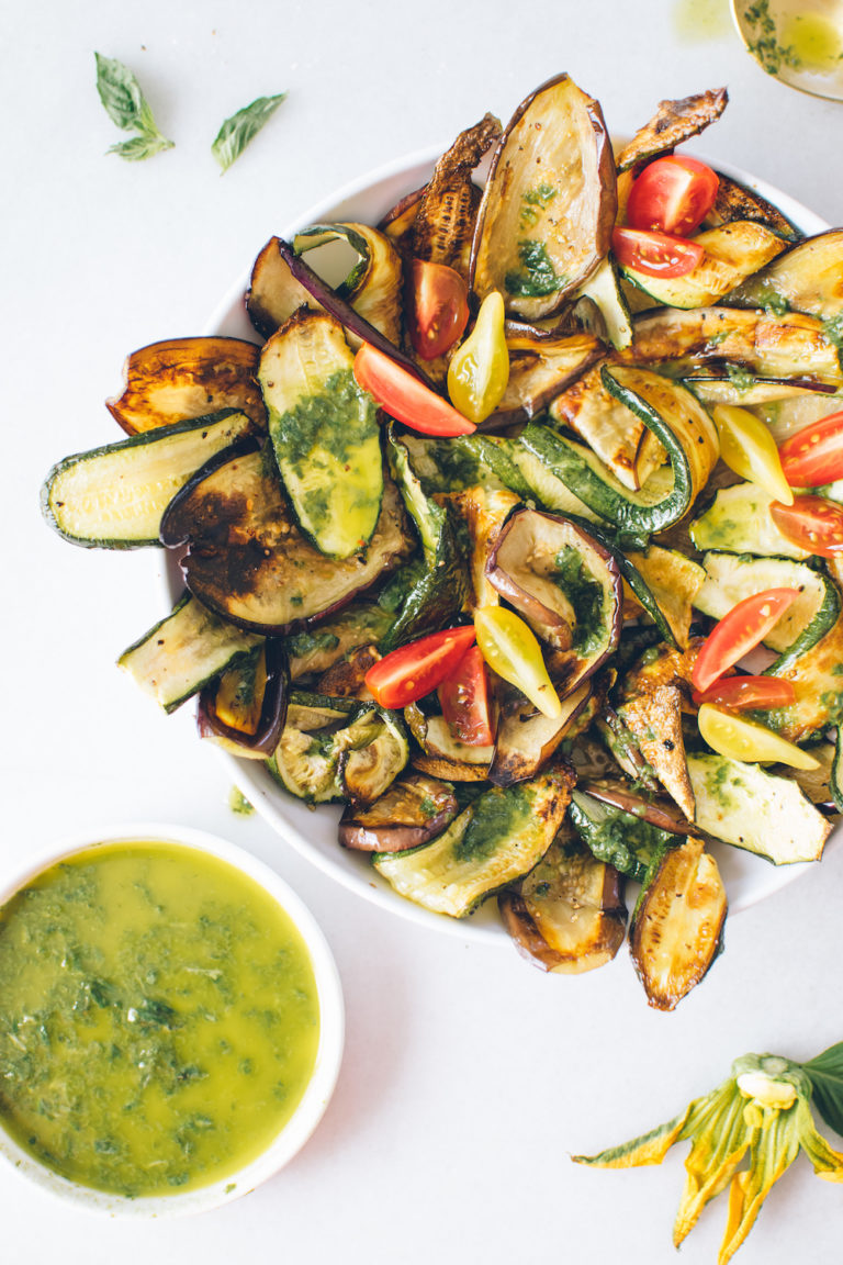 ROASTED EGGPLANT & ZUCCHINI SALAD WITH BASIL VINAIGRETTE. | Kale & Caramel