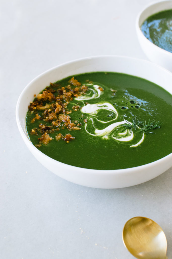 GREENS SOUP WITH CREME FRAICHE & GARLIC CARAWAY BREADCRUMBS. | Kale ...
