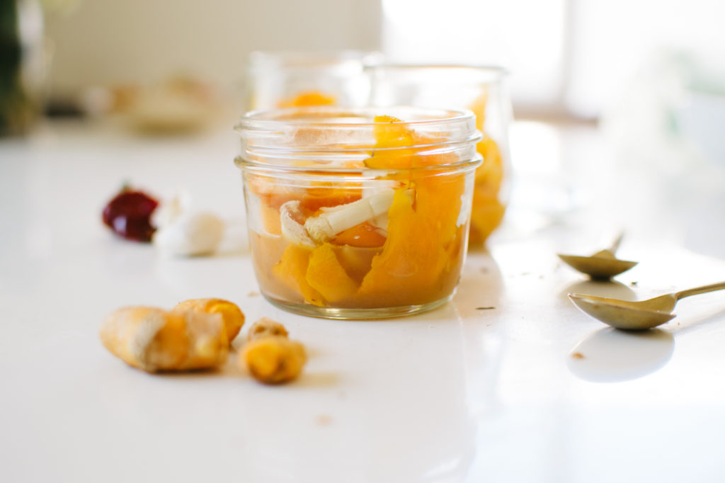 TURMERIC CIDER PICKLES FROM THE MOON JUICE COOKBOOK.