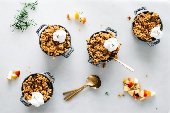 Asian Pear Apple Crisp with rosemary maple crumble