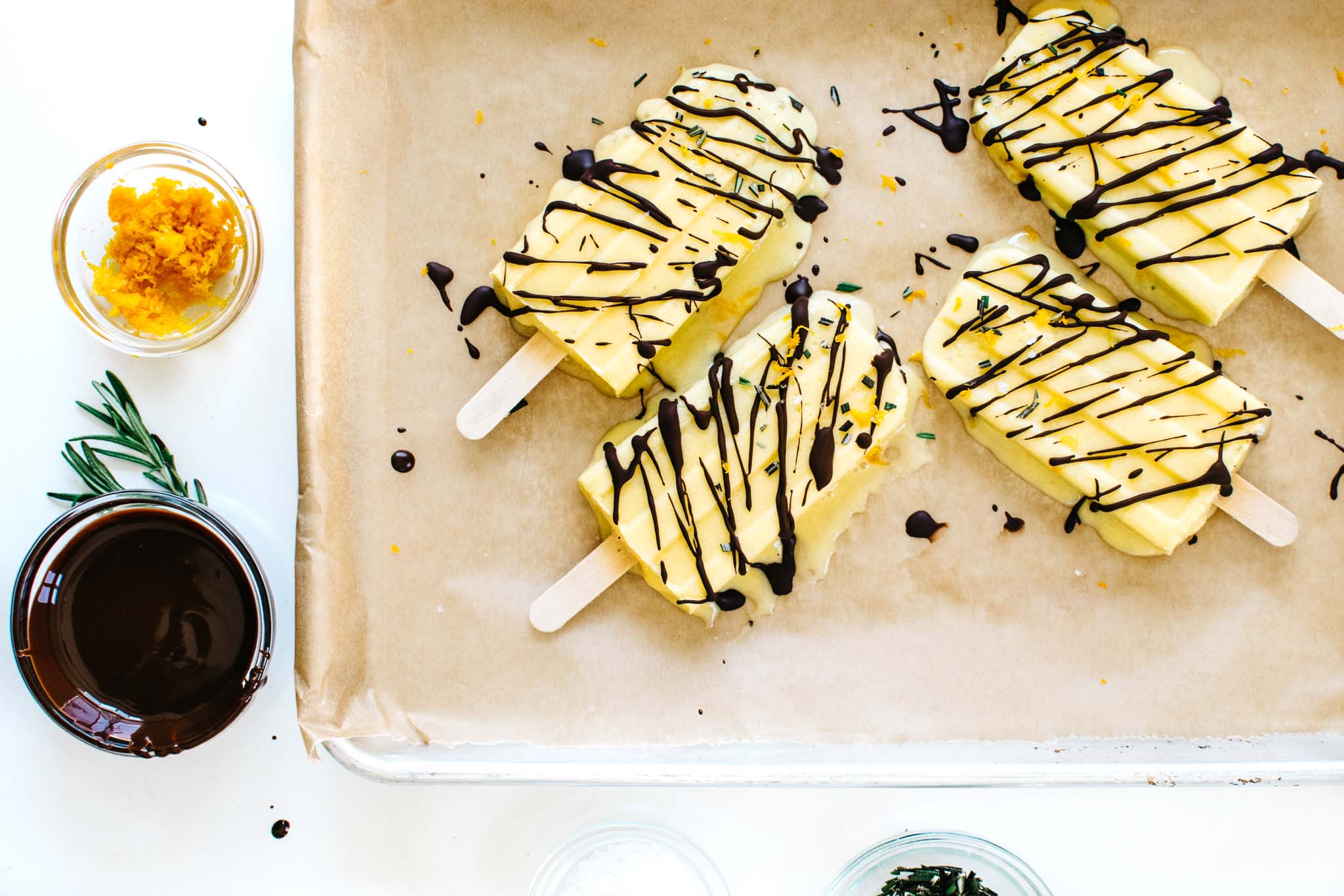 SWEET ORANGE & ROSEMARY CREAMSICLES WITH SALTY CHOCOLATE DRIZZLE + KALE & CARAMEL: RECIPES FOR BODY, HEART, AND TABLE IS BORN!
