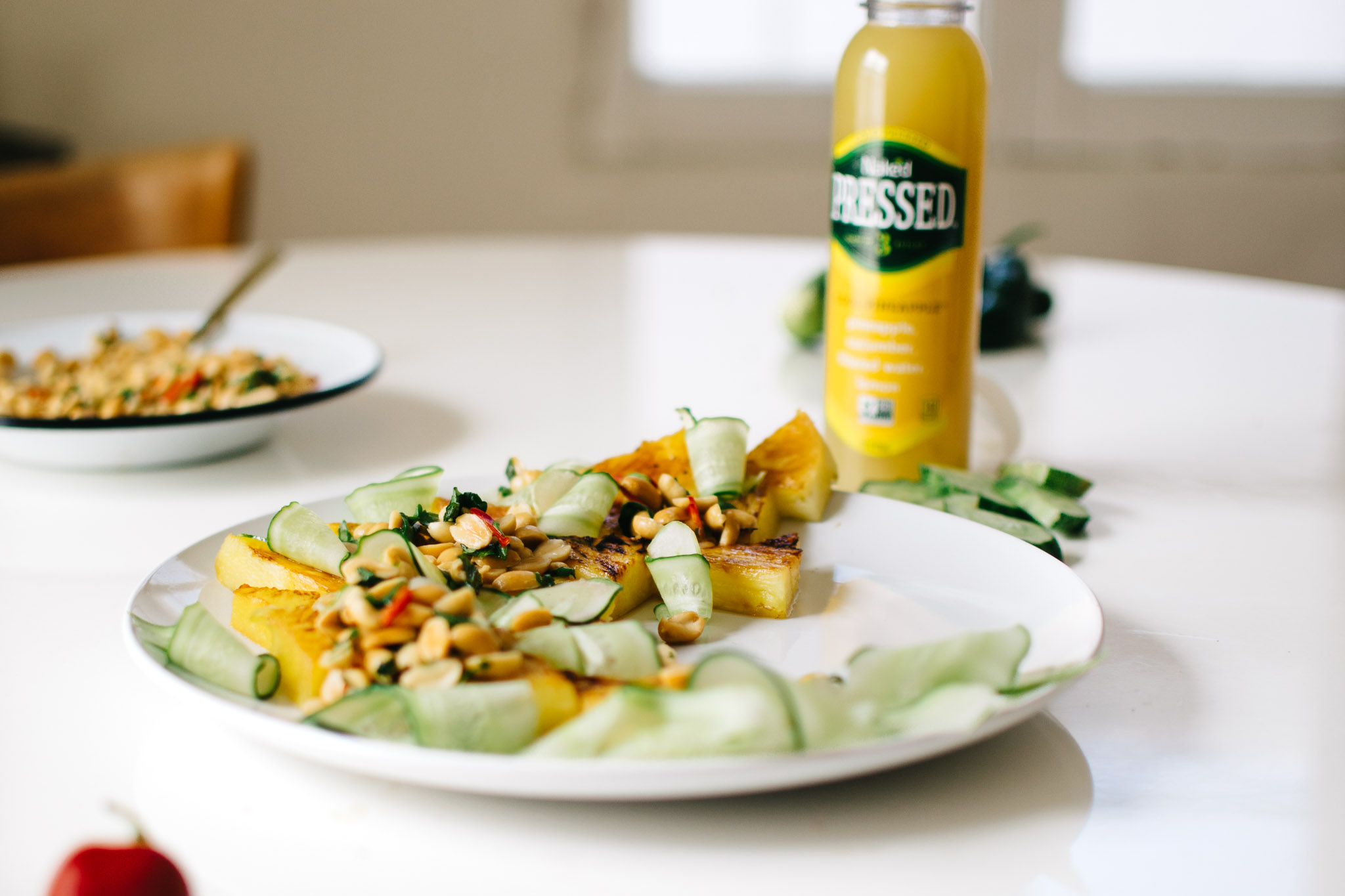 Grilled Pineapple & Cucumber Salad with Spicy Peanuts