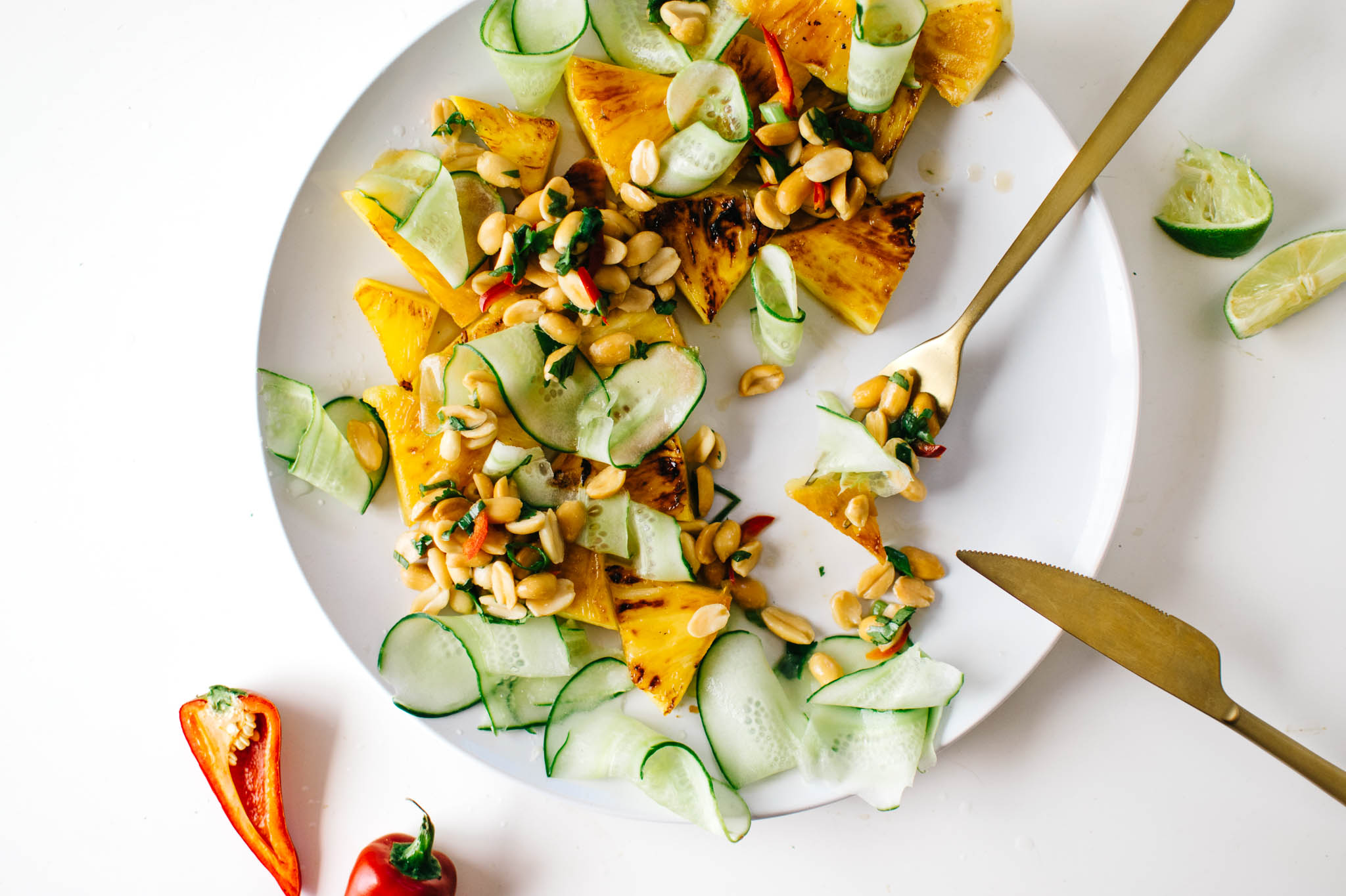 GRILLED PINEAPPLE & CUCUMBER SALAD WITH SPICY PEANUTS. | Kale & Caramel