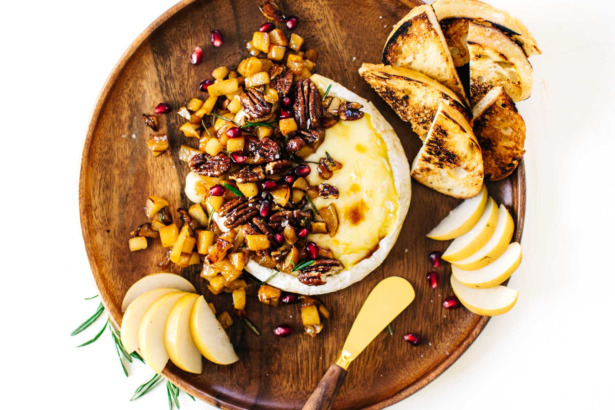 Maple-Rosemary Pear & Pecan Baked Brie