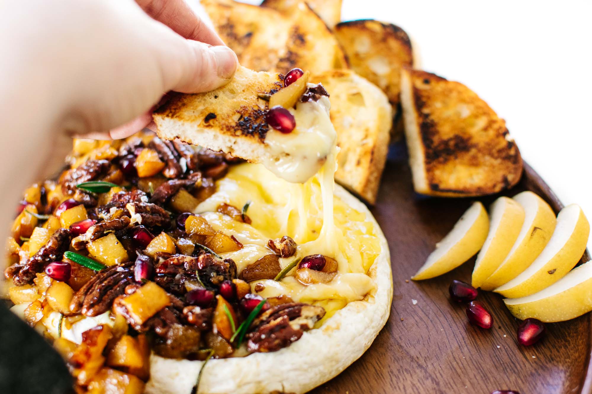 Maple-Rosemary Pear & Pecan Baked Brie