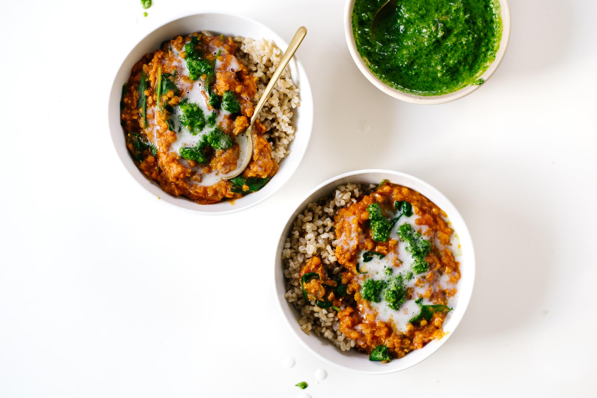 COCONUT CURRY LENTILS WITH CILANTRO CHUTNEY FROM PRETTY SIMPLE COOKING.